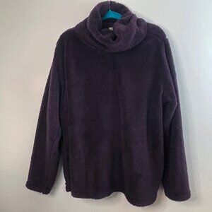 Zella Furry Fleece Funnel Neck Pullover In Purple Nebula - Size 2X